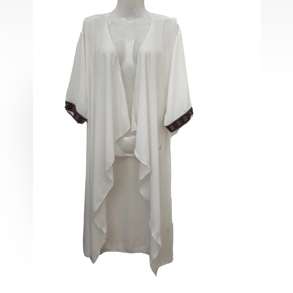 Lularoe white kimono size small sheer jacket Aztec